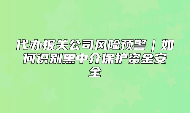 代办报关公司风险预警|如何识别黑中介保护资金安全