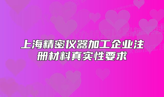 上海精密仪器加工企业注册材料真实性要求