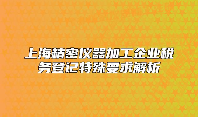 上海精密仪器加工企业税务登记特殊要求解析