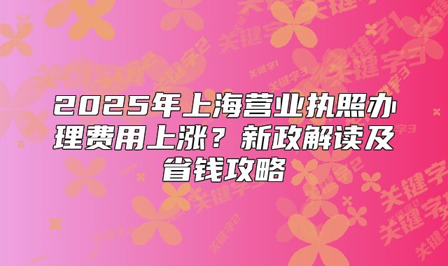 2025年上海营业执照办理费用上涨?新政解读及省钱攻略