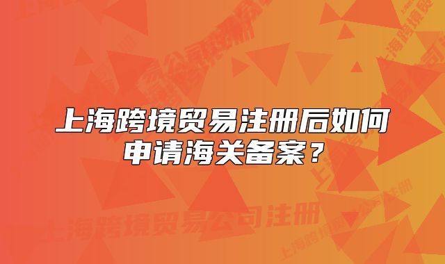 上海跨境贸易注册后如何申请海关备案?