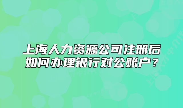 上海人力资源公司注册后如何办理银行对公账户？