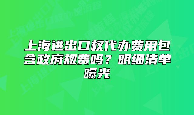 上海进出口权代办费用包含政府规费吗?明细清单曝光