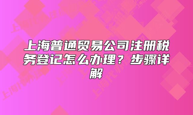 上海普通贸易公司注册税务登记怎么办理？步骤详解