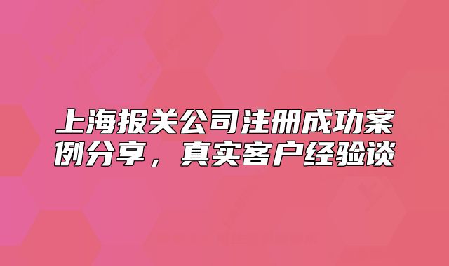 上海报关公司注册成功案例分享，真实客户经验谈