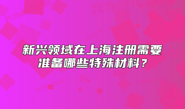 新兴领域在上海注册需要准备哪些特殊材料?