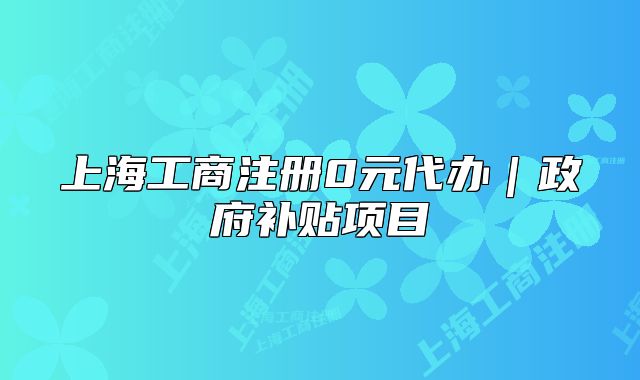 上海工商注册0元代办|政府补贴项目