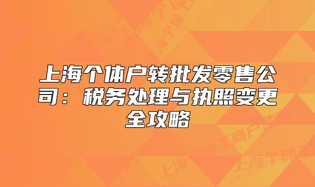 上海个体户转批发零售公司：税务处理与执照变更全攻略