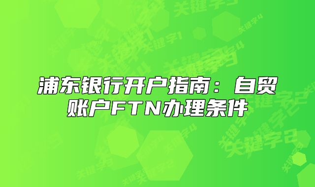 浦东银行开户指南：自贸账户FTN办理条件