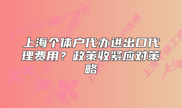 上海个体户代办进出口代理费用？政策收紧应对策略