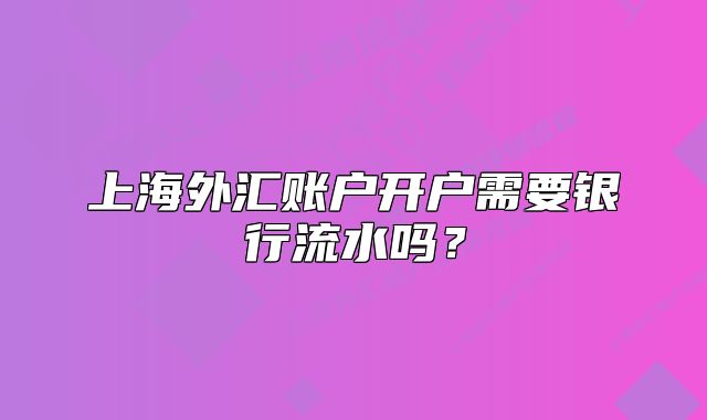 上海外汇账户开户需要银行流水吗？
