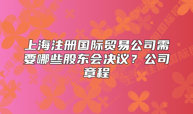 上海注册国际贸易公司需要哪些股东会决议?公司章程