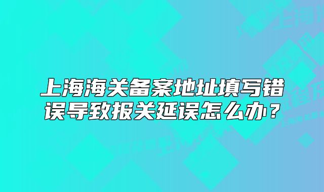 上海海关备案地址填写错误导致报关延误怎么办?