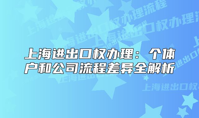 上海进出口权办理:个体户和公司流程差异全解析