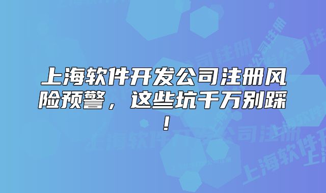 上海软件开发公司注册风险预警，这些坑千万别踩！