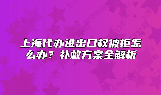 上海代办进出口权被拒怎么办?补救方案全解析