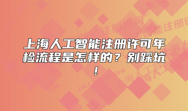 上海人工智能注册许可年检流程是怎样的?别踩坑!
