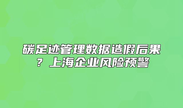 碳足迹管理数据造假后果？上海企业风险预警