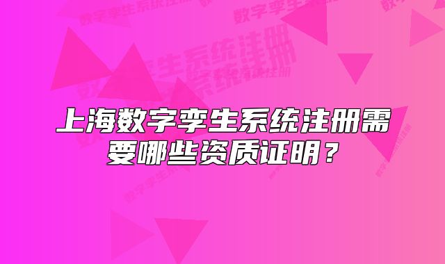 上海数字孪生系统注册需要哪些资质证明?