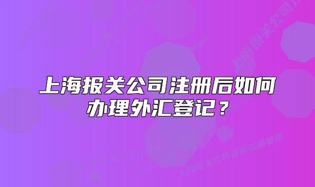 上海报关公司注册后如何办理外汇登记？