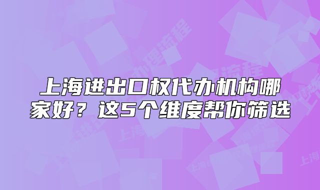 上海进出口权代办机构哪家好?这5个维度帮你筛选