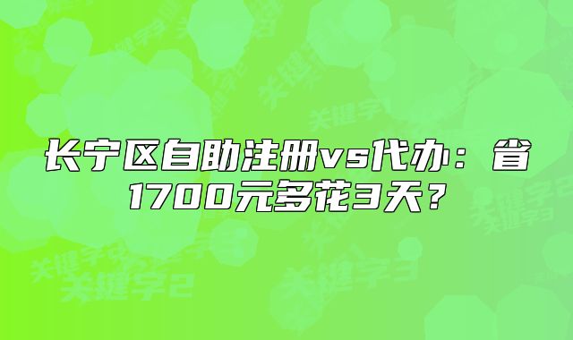 长宁区自助注册vs代办:省1700元多花3天?