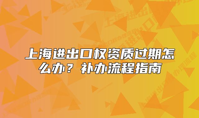 上海进出口权资质过期怎么办?补办流程指南