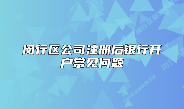 闵行区公司注册后银行开户常见问题