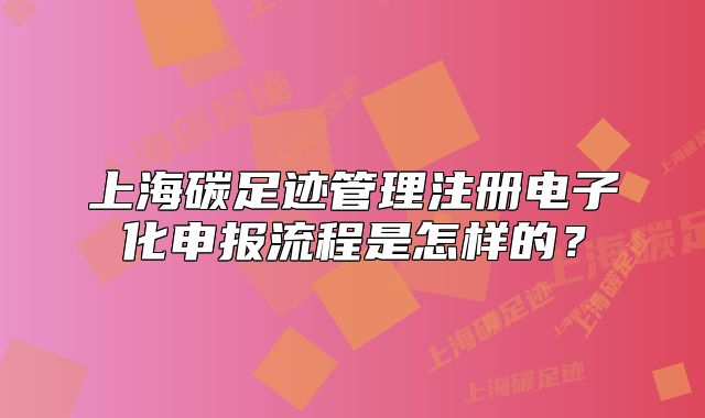 上海碳足迹管理注册电子化申报流程是怎样的?