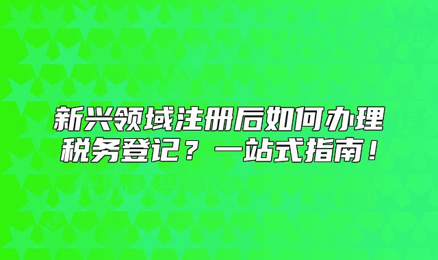 新兴领域注册后如何办理税务登记？一站式指南！