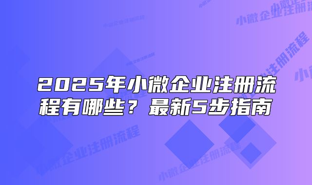 2025年小微企业注册流程有哪些？最新5步指南