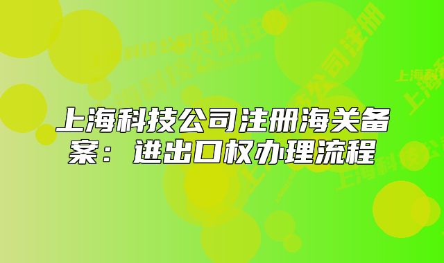 上海科技公司注册海关备案:进出口权办理流程