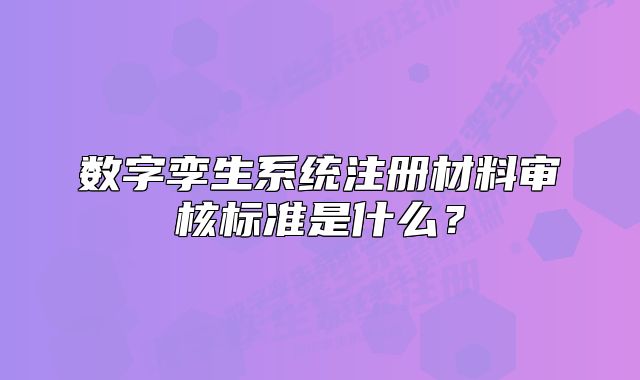 数字孪生系统注册材料审核标准是什么?