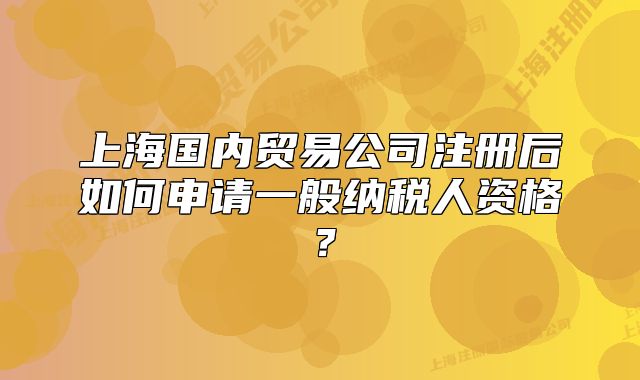 上海国内贸易公司注册后如何申请一般纳税人资格?
