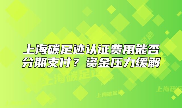 上海碳足迹认证费用能否分期支付?资金压力缓解