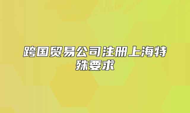 跨国贸易公司注册上海特殊要求