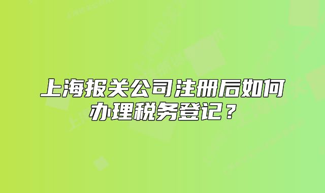 上海报关公司注册后如何办理税务登记？