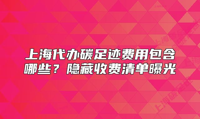 上海代办碳足迹费用包含哪些?隐藏收费清单曝光