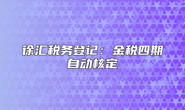 徐汇税务登记：金税四期自动核定