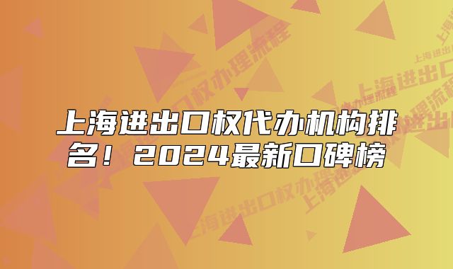 上海进出口权代办机构排名!2024最新口碑榜