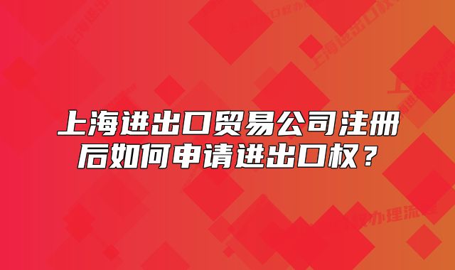 上海进出口贸易公司注册后如何申请进出口权?