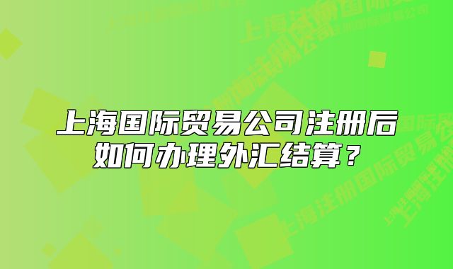 上海国际贸易公司注册后如何办理外汇结算?
