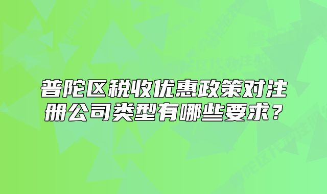 普陀区税收优惠政策对注册公司类型有哪些要求?