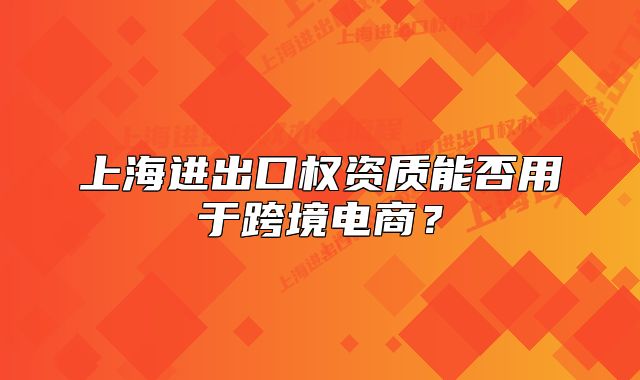 上海进出口权资质能否用于跨境电商？