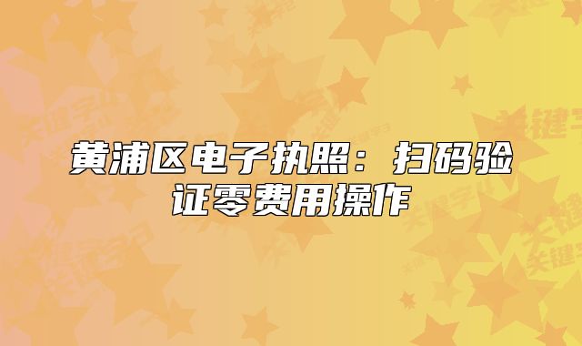 黄浦区电子执照：扫码验证零费用操作