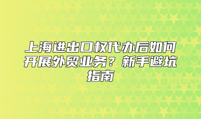 上海进出口权代办后如何开展外贸业务？新手避坑指南