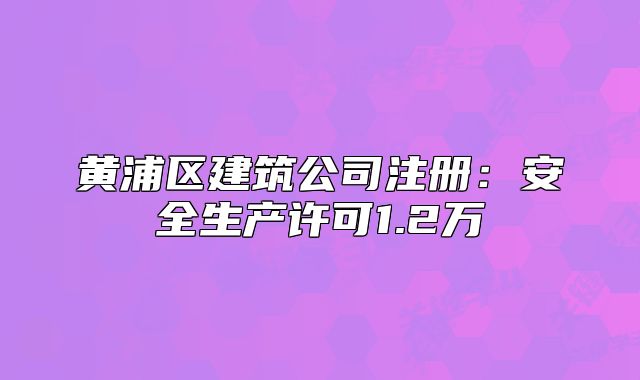黄浦区建筑公司注册:安全生产许可1.2万