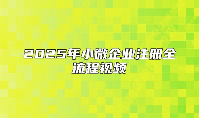 2025年小微企业注册全流程视频