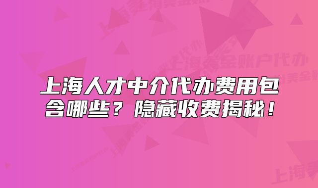 上海人才中介代办费用包含哪些?隐藏收费揭秘!