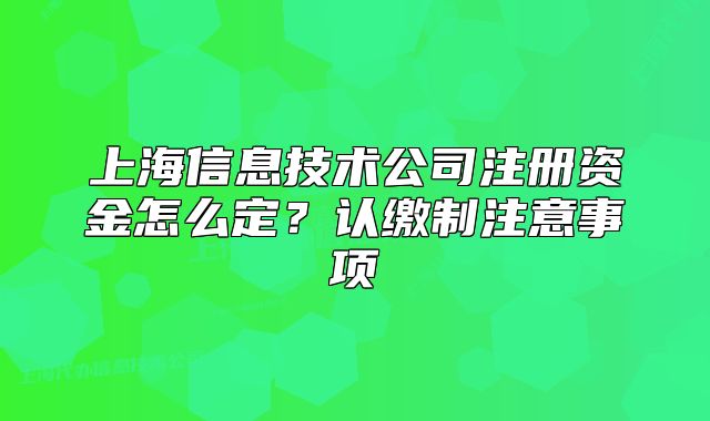 上海信息技术公司注册资金怎么定?认缴制注意事项